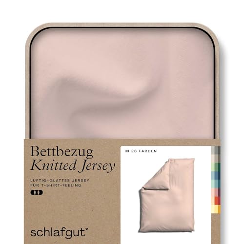 schlafgut Knitted Jersey Bettwäsche 135x200cm Bettdecke Bezug einzeln, Multicolor Uni, weich und faltenfrei mit Elasthan (Red Light, 135-140x200) von schlafgut