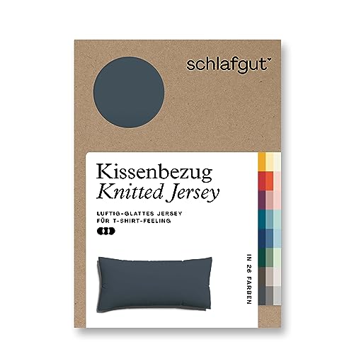 schlafgut Knitted Jersey Kissenbezug 40 x 80 cm Grey Deep Uni weicher Premium Kopfkissenbezug einzeln, faltenfrei mit Elasthan von schlafgut