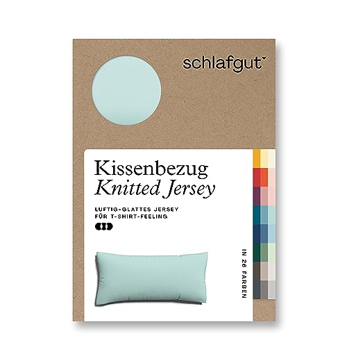 schlafgut Knitted Jersey Kissenbezug 40 x 80 cm Petrol Light Uni weicher Premium Kopfkissenbezug einzeln, faltenfrei mit Elasthan von schlafgut