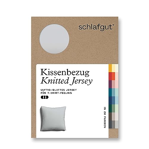 schlafgut Knitted Jersey Kissenbezug 40x40 cm Grey Light Uni weicher Premium Kopfkissenbezug einzeln, faltenfrei mit Elasthan von schlafgut