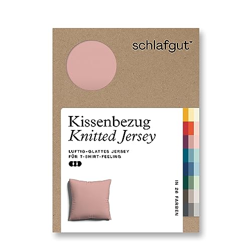 schlafgut Knitted Jersey Kissenbezug 40x40 cm Purple Mid Uni weicher Premium Kopfkissenbezug einzeln, faltenfrei mit Elasthan von schlafgut