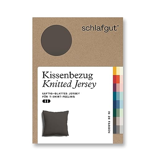 schlafgut Knitted Jersey Kissenbezug 40x40 cm Sand Deep Uni weicher Premium Kopfkissenbezug einzeln, faltenfrei mit Elasthan von schlafgut