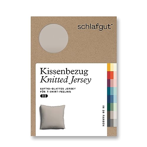 schlafgut Knitted Jersey Kissenbezug 40x40 cm Sand Mid Uni weicher Premium Kopfkissenbezug einzeln, faltenfrei mit Elasthan von schlafgut