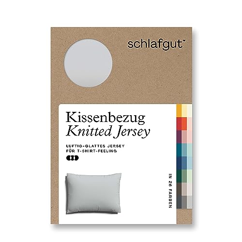 schlafgut Knitted Jersey Kissenbezug 70x90 cm Grey Light Uni weicher Premium Kopfkissenbezug einzeln, faltenfrei mit Elasthan von schlafgut