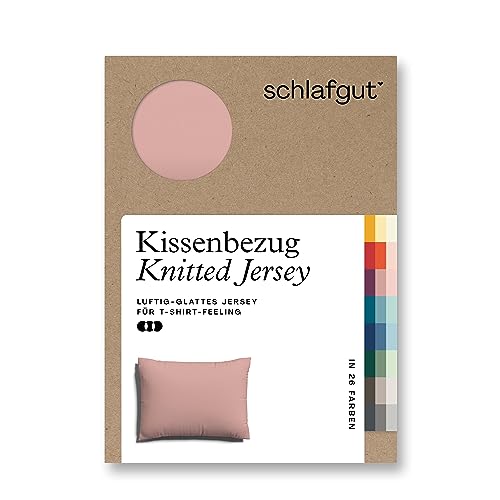 schlafgut Knitted Jersey Kissenbezug 70x90 cm Purple Mid Uni weicher Premium Kopfkissenbezug einzeln, faltenfrei mit Elasthan von schlafgut