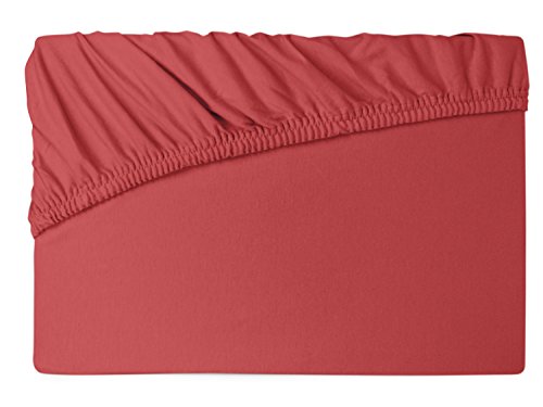schlafgut Lagerräumung - Sonderpreis - Spannbettlaken - Aloe Vera, Betttuch ca. 60-70 x 120-140 cm, rot von schlafgut