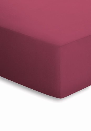 schlafgut Mako-Jersey Basic Spannbetttuch, Baumwolle, Bordeaux, 200 x 200 cm von schlafgut