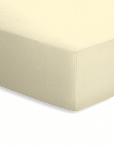 schlafgut Mako-Jersey Basic Spannbetttuch, Baumwolle, Ecru, 200 x 100 cm von schlafgut
