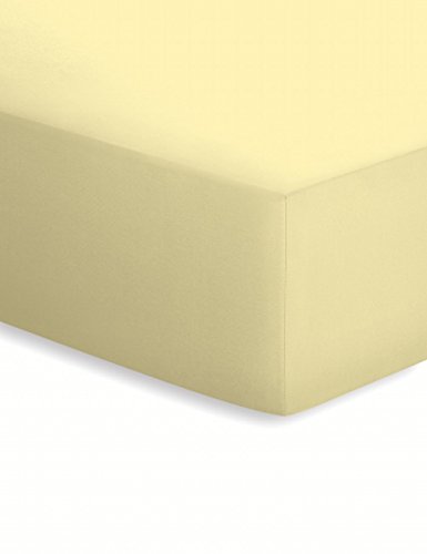 schlafgut Mako-Jersey Basic Spannbetttuch, Baumwolle, Kamille, 200 x 150 cm von schlafgut