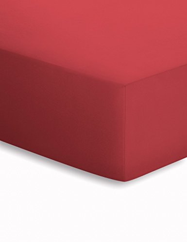 schlafgut Mako-Jersey Basic Spannbetttuch, Baumwolle, Kirsche, 200 x 200 cm von schlafgut