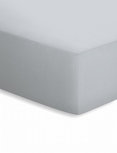 schlafgut Mako-Jersey Basic Spannbetttuch, Baumwolle, Silber, 200 x 100 cm von schlafgut