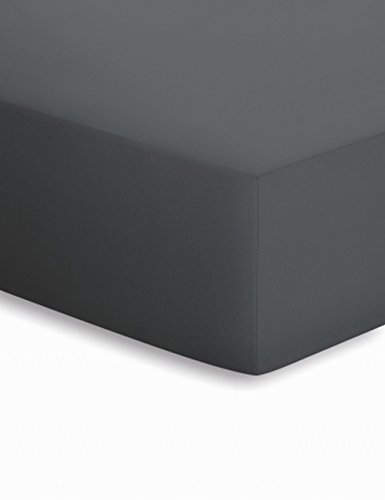 schlafgut Mako-Jersey Basic Spannbetttuch, Baumwolle, Titan, 200 x 100 cm von schlafgut