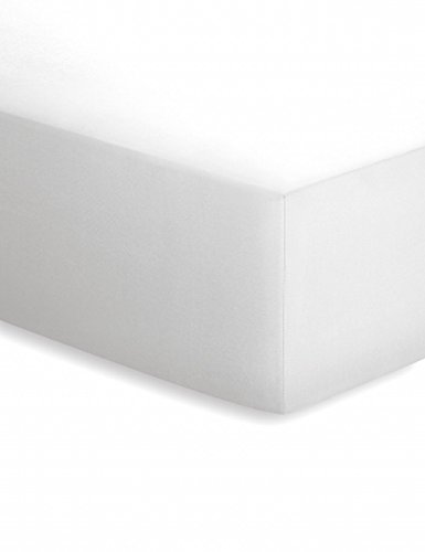 schlafgut Mako-Jersey Basic Spannbetttuch, Baumwolle, Weiss, 200 x 150 cm von schlafgut