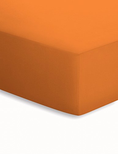 schlafgut Mako-Jersey Basic Spannbetttuch, Baumwolle, orange, 200 x 100 cm von schlafgut