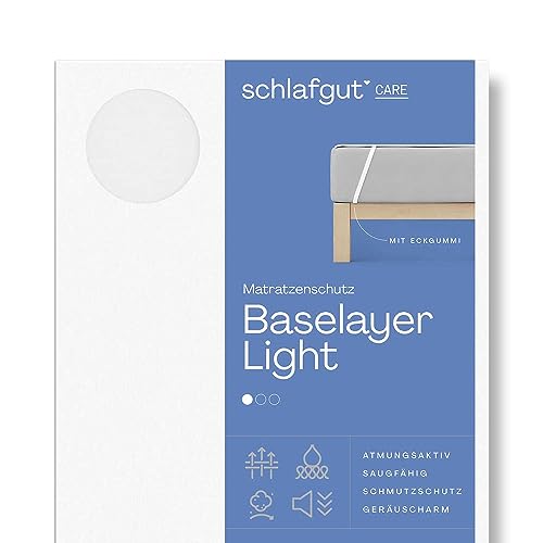 Schlafgut Light Molton Matratzenschoner 140x200 aus 100% atmungsaktiver Baumwolle, Matratzenauflage mit Eckgummis von schlafgut