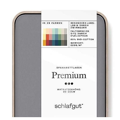 Schlafgut Premium Spannbettlaken 180x200cm bis 200x220cm Grey Mid, Spannbetttuch aus weicher Biobaumwolle Schlafgut Premium Spannbettlaken 180x200cm bis 200x220cm Grey Mid, Spannbetttuch aus weicher Biobaumwolle von schlafgut