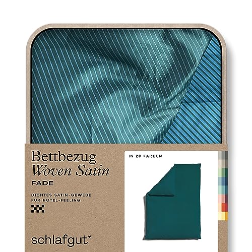 schlafgut Woven Fade Satin Bettwäsche 135x200cm gestreift Bettdecke Bezug einzeln, Red Fade Deep in Hotelqualität mit 100% Baumwolle von schlafgut