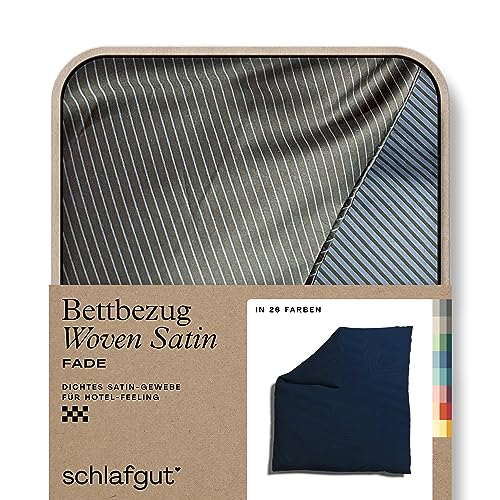 schlafgut Woven Fade Satin Bettwäsche 200x200cm gestreift Bettdecke Bezug einzeln, Blue Fade in Hotelqualität mit 100% Baumwolle von schlafgut