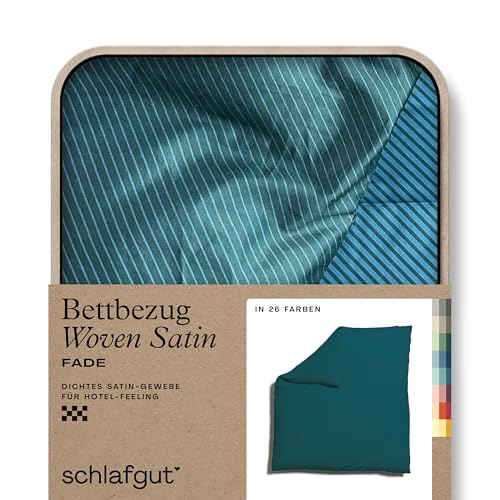 schlafgut Woven Fade Satin Bettwäsche 200x200cm gestreift Bettdecke Bezug einzeln, Red Fade Deep in Hotelqualität mit 100% Baumwolle von schlafgut