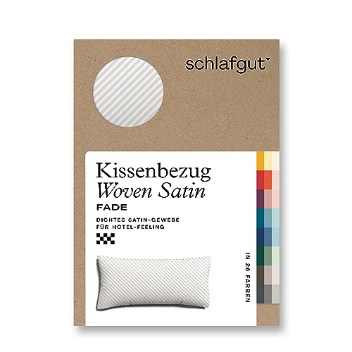 schlafgut Woven Fade Satin Kissenbezug 40 x 80 cm White Fade gestreift in Premium Hotelqualität, Kopfkissenbezug einzeln mit 100% weicher Baumwolle von schlafgut