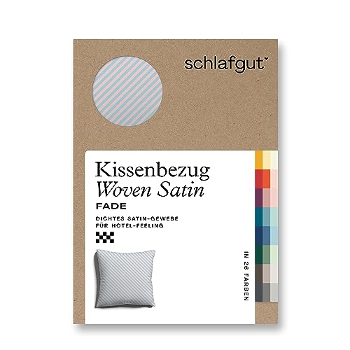 schlafgut Woven Fade Satin Kissenbezug 40x40 cm Petrol Fade gestreift in Premium Hotelqualität, Kopfkissenbezug einzeln mit 100% weicher Baumwolle von schlafgut