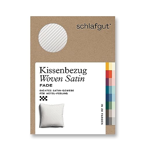 schlafgut Woven Fade Satin Kissenbezug 40x40 cm White Fade gestreift in Premium Hotelqualität, Kopfkissenbezug einzeln mit 100% weicher Baumwolle von schlafgut