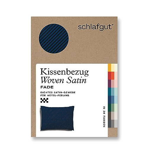 schlafgut Woven Fade Satin Kissenbezug 70x90 cm Blue Fade gestreift in Premium Hotelqualität, Kopfkissenbezug einzeln mit 100% weicher Baumwolle von schlafgut