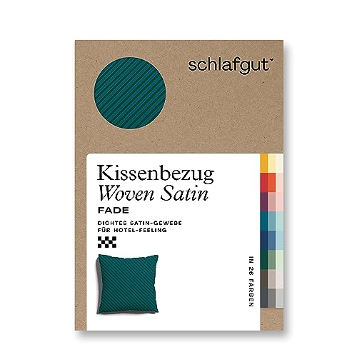 schlafgut Woven Fade Satin Kissenbezug 80x80 cm Red Fade Deep gestreift in Premium Hotelqualität, Kopfkissenbezug einzeln mit 100% weicher Baumwolle von schlafgut