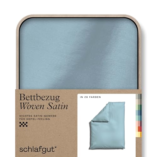 schlafgut Woven Satin Bettwäsche 135x200cm Bettdecke Bezug einzeln, Blue Light Uni in Hotelqualität mit 100% Baumwolle von schlafgut