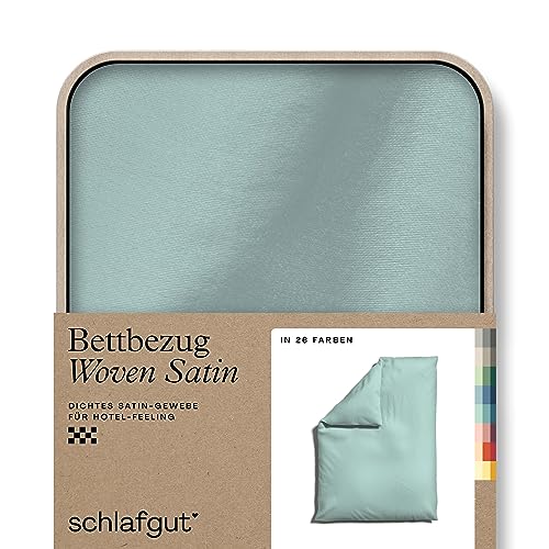 schlafgut Woven Satin Bettwäsche 135x200cm Bettdecke Bezug einzeln, Petrol Light Uni in Hotelqualität mit 100% Baumwolle von schlafgut