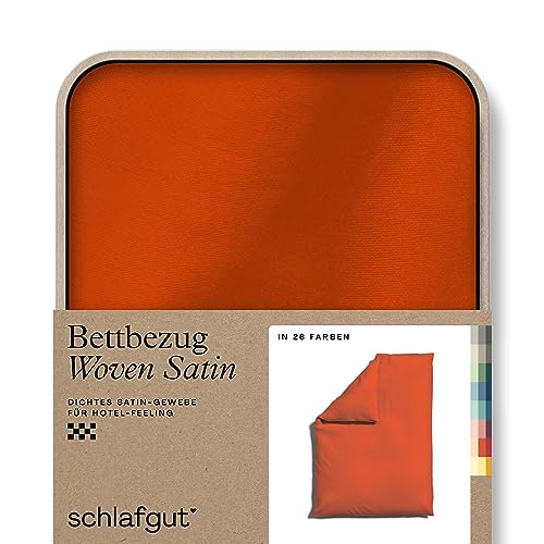 schlafgut Woven Satin Bettwäsche 135x200cm Bettdecke Bezug einzeln, Red Mid Uni in Hotelqualität mit 100% Baumwolle von schlafgut