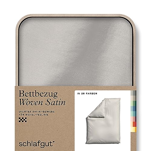 schlafgut Woven Satin Bettwäsche 135x200cm Bettdecke Bezug einzeln, Sand Light Uni in Hotelqualität mit 100% Baumwolle von schlafgut