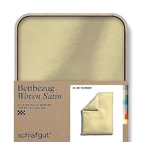 schlafgut Woven Satin Bettwäsche 135x200cm Bettdecke Bezug einzeln, Yellow Mid Uni in Hotelqualität mit 100% Baumwolle von schlafgut