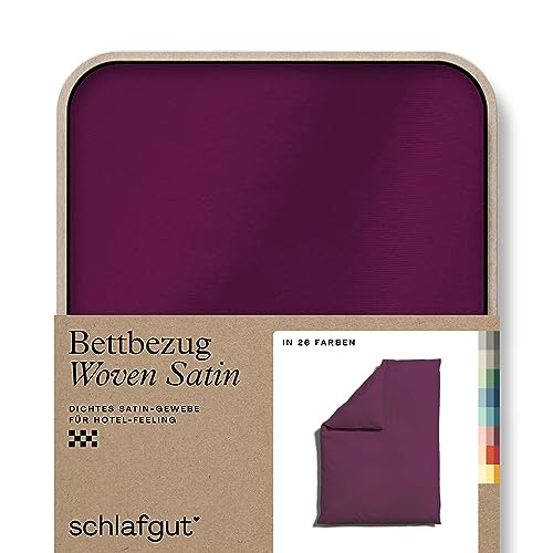 schlafgut Woven Satin Bettwäsche 155x220cm Bettdecke Bezug einzeln, Purple Deep Uni in Hotelqualität mit 100% Baumwolle von schlafgut