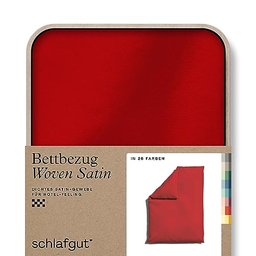 schlafgut Woven Satin Bettwäsche 155x220cm Bettdecke Bezug einzeln, Red Deep Uni in Hotelqualität mit 100% Baumwolle von schlafgut