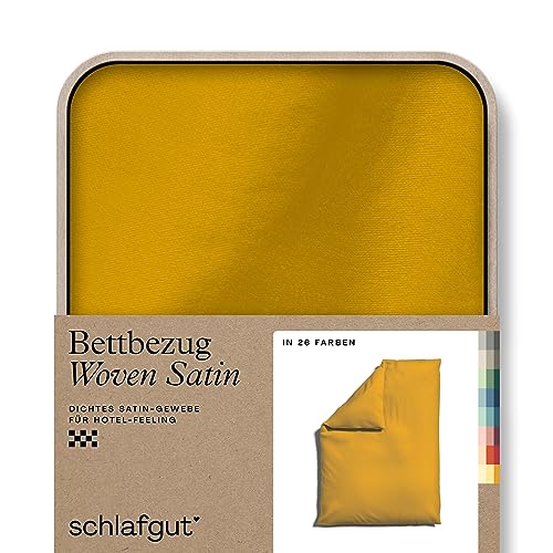 schlafgut Woven Satin Bettwäsche 155x220cm Bettdecke Bezug einzeln, Yellow Deep Uni in Hotelqualität mit 100% Baumwolle von schlafgut