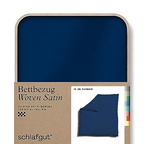 schlafgut Woven Satin Bettwäsche 200x200cm Bettdecke Bezug einzeln, Blue Deep Uni in Hotelqualität mit 100% Baumwolle von schlafgut