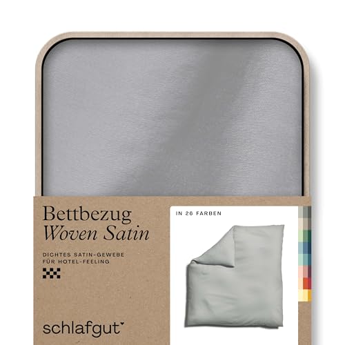 schlafgut Woven Satin Bettwäsche 200x200cm Bettdecke Bezug einzeln, Grey Light Uni in Hotelqualität mit 100% Baumwolle von schlafgut