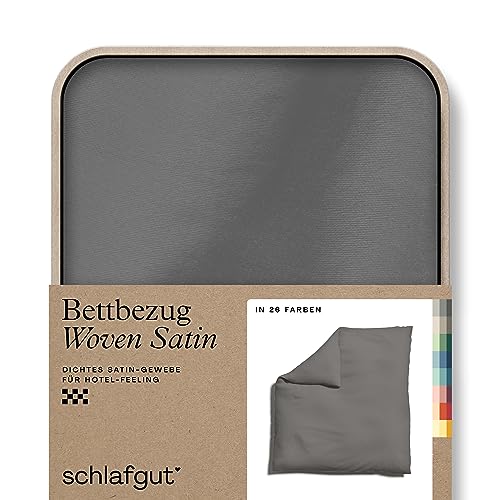 schlafgut Woven Satin Bettwäsche 200x200cm Bettdecke Bezug einzeln, Grey Mid Uni in Hotelqualität mit 100% Baumwolle von schlafgut