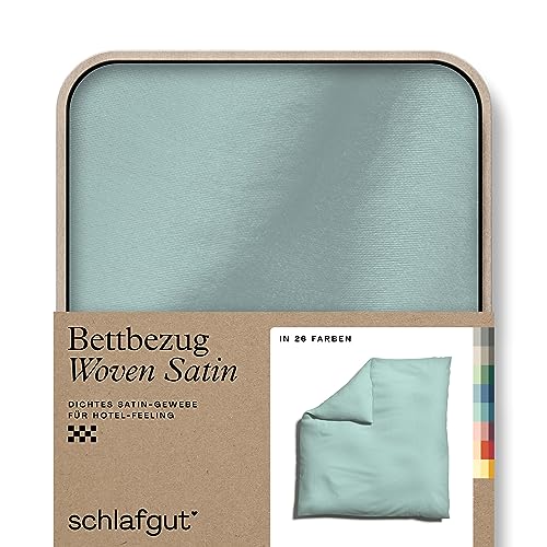 schlafgut Woven Satin Bettwäsche 200x200cm Bettdecke Bezug einzeln, Petrol Light Uni in Hotelqualität mit 100% Baumwolle von schlafgut