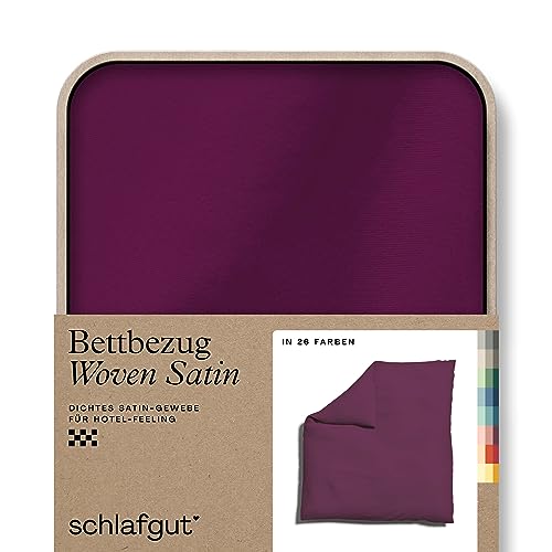 schlafgut Woven Satin Bettwäsche 200x200cm Bettdecke Bezug einzeln, Purple Deep Uni in Hotelqualität mit 100% Baumwolle von schlafgut