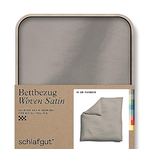 schlafgut Woven Satin Bettwäsche 200x200cm Bettdecke Bezug einzeln, Sand Mid Uni in Hotelqualität mit 100% Baumwolle von schlafgut