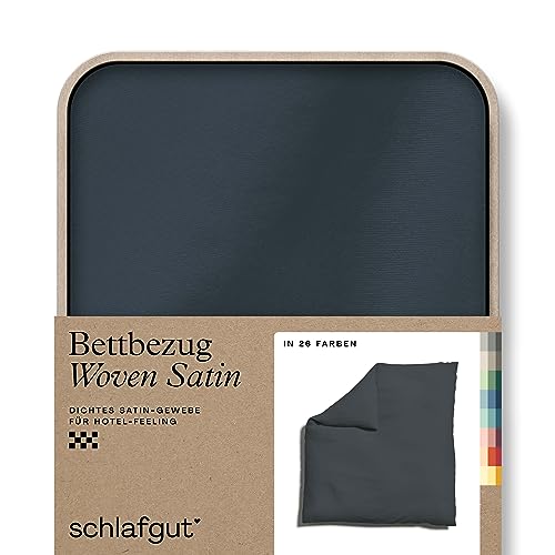 schlafgut Woven Satin Bettwäsche 240x220cm Bettdecke Bezug einzeln, Grey Deep Uni in Hotelqualität mit 100% Baumwolle von schlafgut