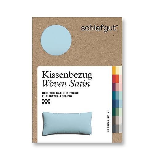 schlafgut Woven Satin Kissenbezug 40 x 80 cm Blue Light Uni in Premium Hotelqualität, Kopfkissenbezug einzeln mit 100% weicher Baumwolle von schlafgut