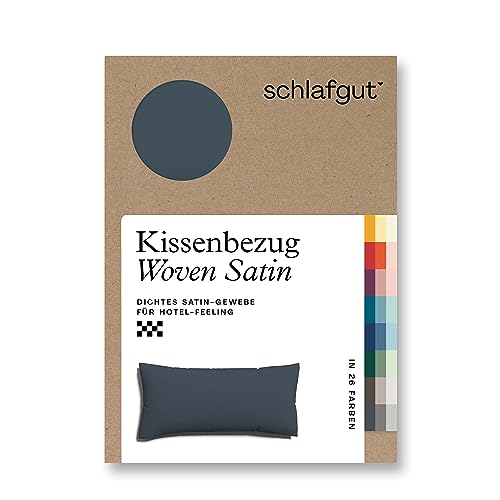 schlafgut Woven Satin Kissenbezug 40 x 80 cm Grey Deep Uni in Premium Hotelqualität, Kopfkissenbezug einzeln mit 100% weicher Baumwolle von schlafgut