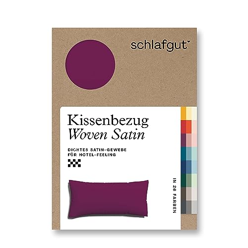 schlafgut Woven Satin Kissenbezug 40 x 80 cm Purple Deep Uni in Premium Hotelqualität, Kopfkissenbezug einzeln mit 100% weicher Baumwolle von schlafgut