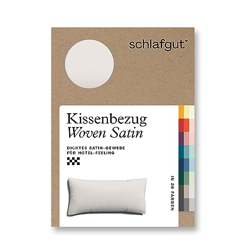 schlafgut Woven Satin Kissenbezug 40 x 80 cm Sand Light Uni in Premium Hotelqualität, Kopfkissenbezug einzeln mit 100% weicher Baumwolle von schlafgut