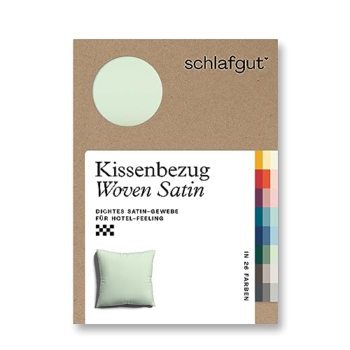 schlafgut Woven Satin Kissenbezug 40x40 cm Green Light Uni in Premium Hotelqualität, Kopfkissenbezug einzeln mit 100% weicher Baumwolle von schlafgut