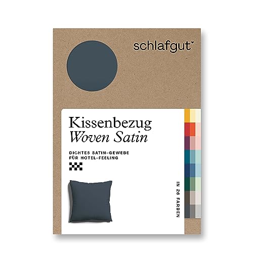 schlafgut Woven Satin Kissenbezug 40x40 cm Grey Deep Uni in Premium Hotelqualität, Kopfkissenbezug einzeln mit 100% weicher Baumwolle von schlafgut