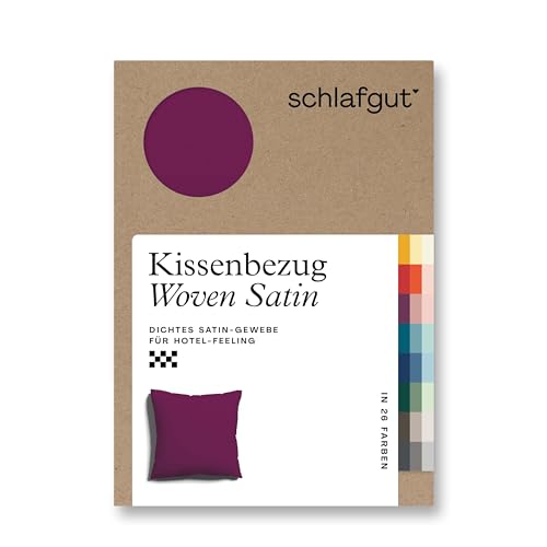 schlafgut Woven Satin Kissenbezug 40x40 cm Purple Deep Uni in Premium Hotelqualität, Kopfkissenbezug einzeln mit 100% weicher Baumwolle von schlafgut